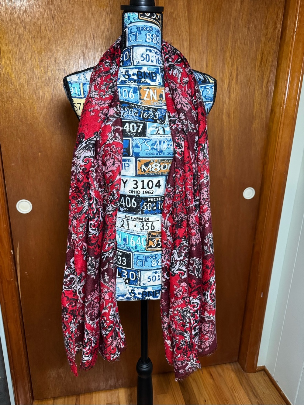 Cato Red Floral Paisley Wrap Scarf
